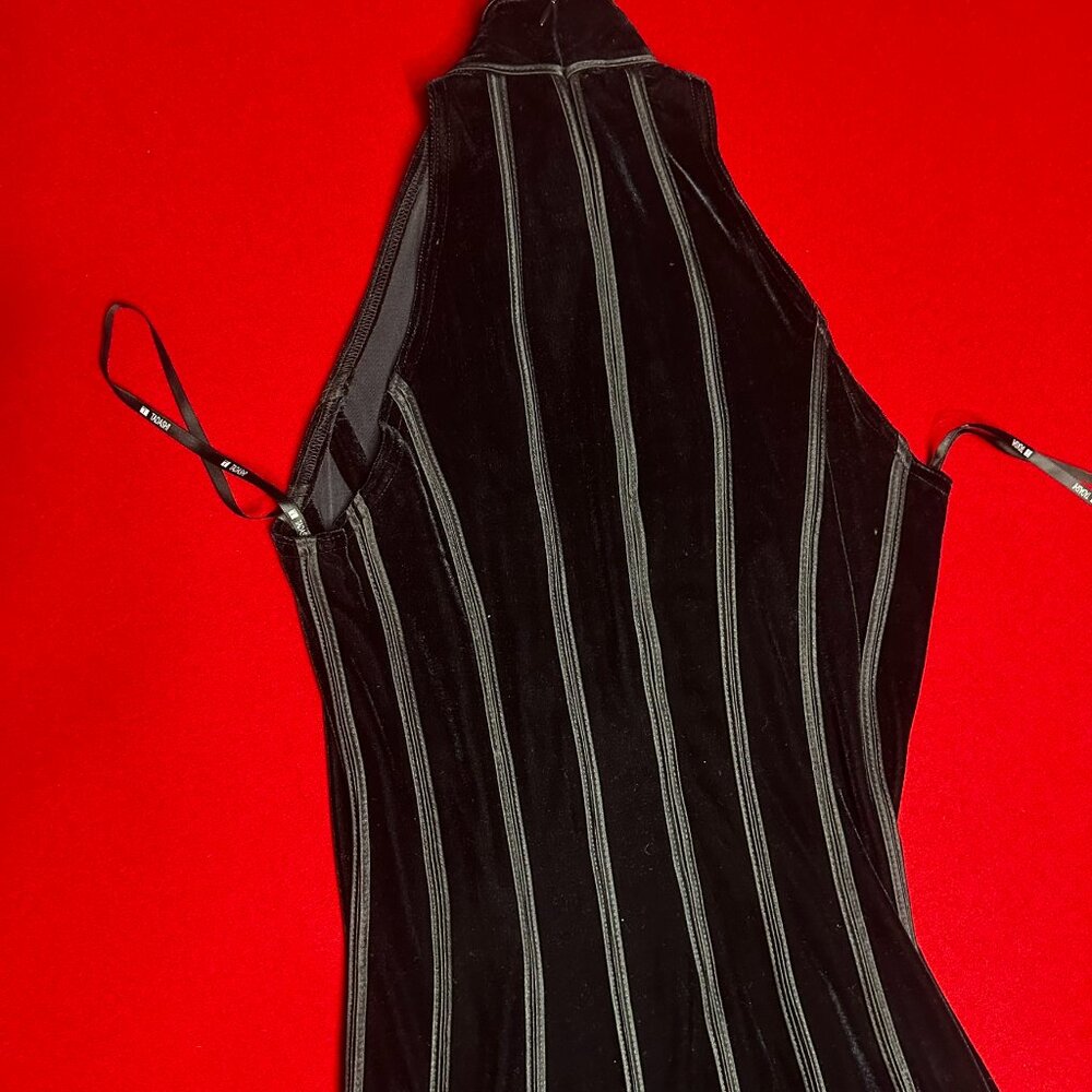 🖤 Tadashi for Neiman Marcus – Black Velvet & Sheer Mesh Evening Gown - Size M - Picture 4 of 10